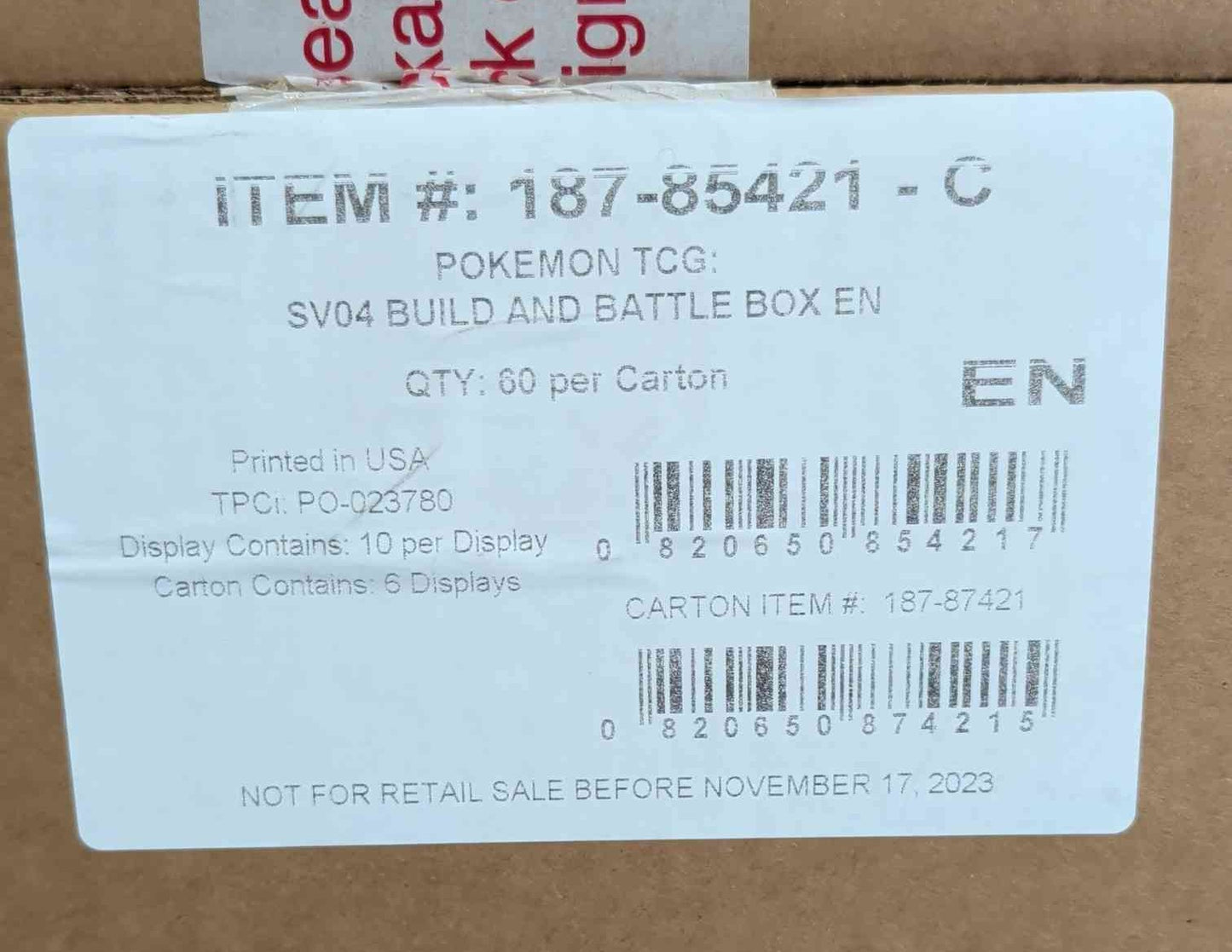 Pokemon - SV04 Paradox Rift Build and Battle Box Case